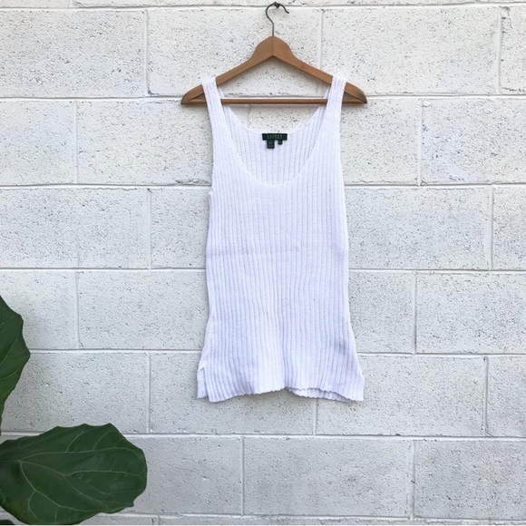 Lauren Ralph Lauren Tops - 🌿 5/$30 Ralph Lauren • White Long Knit Tank Top